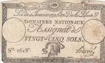 Frankreich 25 Sols - Rooster and eye  - 04-01-1792 - Sign. Herv&eacute; - various serial - P. A.55