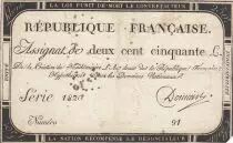 Frankreich 250 Livres - 7 Vend&eacute;miaire An II - 1793 - Sign. Domain - Serial 1820