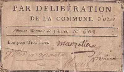 Frankreich 3 Livres - Gard - Commune de Uz�s - 1791