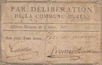 Frankreich 3 Livres - Gard - Commune de Uz�s - 1791