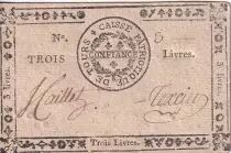 Frankreich 3 Livres - V�rificateur - Indre et Loire - Tours - 1792 - K.37-29as