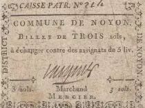Frankreich 3 sols - Oise - Municipality of Noyon - Merchant Mercier - R5 on Kolsky (rare)