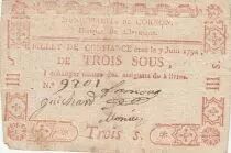 Frankreich 3 sous - Puy de d&ocirc;me - Municipality of Connon - 1792
