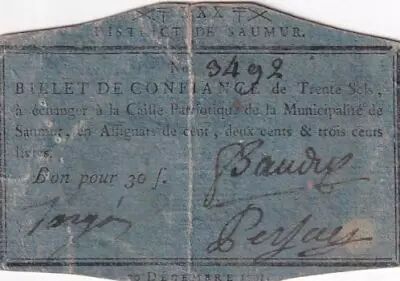 Frankreich 30 Sols - Maine et loire - District de Saumur - 30-12-1791