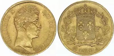 Frankreich 40 Francs Charles X - 1830 A Paris - Gold