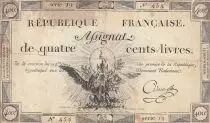 Frankreich 400 Livres - 21-11-1792 - Sign. Adam - Serial 454