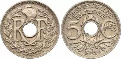 Frankreich 5 Centimes, Monogram RF - Small size - 1920