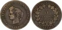 Frankreich 5 Centimes Ceres - Third Republic  - 1881 A Paris
