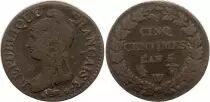 Frankreich 5 Centimes Dupre - Liberty head - An 5 W Lille