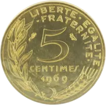 Frankreich 5 Centimes Marian - 1969 from UNC set