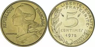 Frankreich 5 Centimes Marianne - 1975 - From UNC Set
