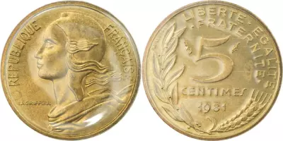 Frankreich 5 Centimes Marianne - 1981 UNC