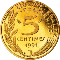 Frankreich 5 centimes Marianne - 1991 - Proof
