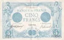 Frankreich 5 Francs - Blue - 1916 - Serial J.14945 - P.70