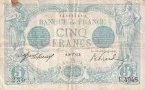 Frankreich 5 Francs - Blue - 29-03-1915 - Serial U.4948 - P.70