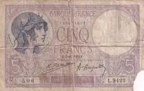 Frankreich 5 Francs - Helmeted woman - 02-08-1922 - Serial L.9422 - P.72