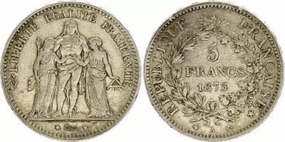 Frankreich 5 Francs - Hercules - Third Republic - 1875 A Paris