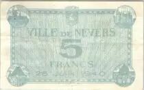 Frankreich 5 Francs , Nevers Bon de Ville, &eacute;mis - 1940