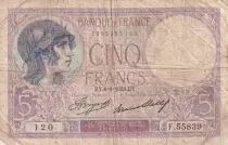 Frankreich 5 Francs - Purple - 08-06-1933 - Serial J.55839 - P.79
