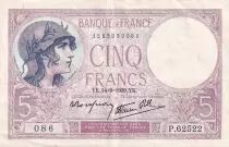 Frankreich 5 Francs - Purple - 14-09-1939  - Serial P.62522-086 - P.79