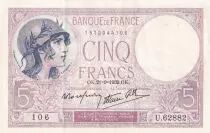 Frankreich 5 Francs - Purple - 21-09-1939  - Serial P.62882 - P.79