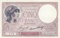 Frankreich 5 Francs - Purple - 24-08-1933 - Serial M.57387