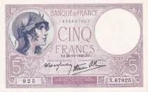 Frankreich 5 Francs - Purple - 26-12-1939 - Serial X.67825  - P.79