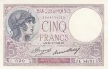 Frankreich 5 Francs - Purple - 27-04-1933 - Serial E.54791