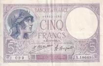 Frankreich 5 Francs - Purple - 27-06-1924 - Serial X.18649 - P.79