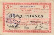 Frankreich 5 Francs - Saint-Quentin and Guise Regions - Mennevret - 27-10-1917