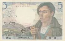 Frankreich 5 Francs - Shepherd - 02-06-1943 - Serial W.5