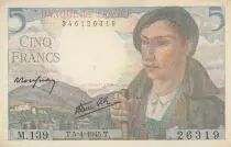 Frankreich 5 Francs - Shepherd - 05-04-1945 - Serial M.139