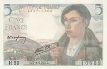Frankreich 5 Francs - Shepherd - 05-08-1943 Serial H.59