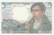 Frankreich 5 Francs - Shepherd - 23-12-1943 - Serial B.120