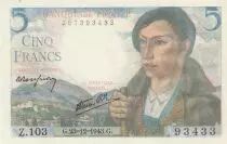 Frankreich 5 Francs - Shepherd - 23-12-1943 - Serial Z.103