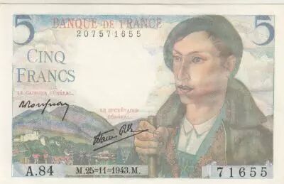 Frankreich 5 Francs - Shepherd - 25-11-1943 - Serial A.84