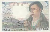 Frankreich 5 Francs - Shepherd - 30-10-1947 - Serial W.148