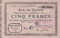 Frankreich 5 Francs - Ville - Saint-Quentin - 20-08-1915 - S&eacute;rie E