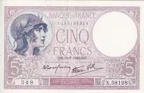 Frankreich 5 Francs - Violet - 13-07-1939 - Serial X.58128 - P.79