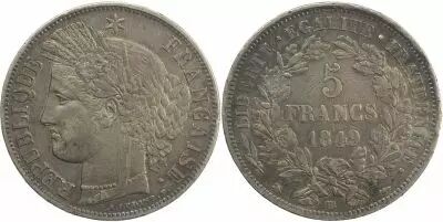 Frankreich 5 Francs, C�res  II e R�publique -1849 BB Strasbourg
