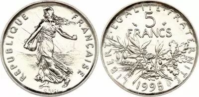 Frankreich 5 Francs 1995 - XF to AU