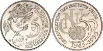 Frankreich 5 Francs 50 years of United Nations - Nickel