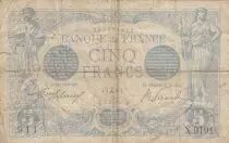 Frankreich 5 Francs Blue - 07-12-1915 Serial X.9191