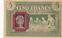 Frankreich 5 Francs Bon de Solidarit&eacute; French family 1941-1942 - Serial  G 196550