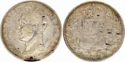Frankreich 5 Francs Charles X - 2nd type - 1827 T Nantes - Silver - VF