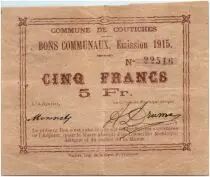 Frankreich 5 Francs Coutiches City - 1915