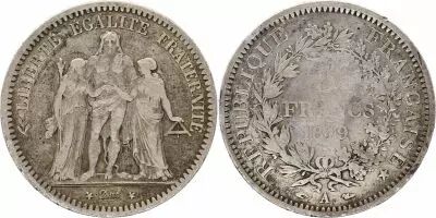 Frankreich 5 Francs Hercules - 1849 A Paris Silver