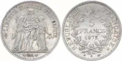 Frankreich 5 Francs Hercules - 3th Republic 1875 A Paris