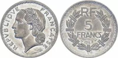 Frankreich 5 Francs Lavrillier - 1947