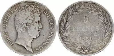 Frankreich 5 Francs Louis-Philippe I - 1830 A Paris - Silver - Incuse lettering